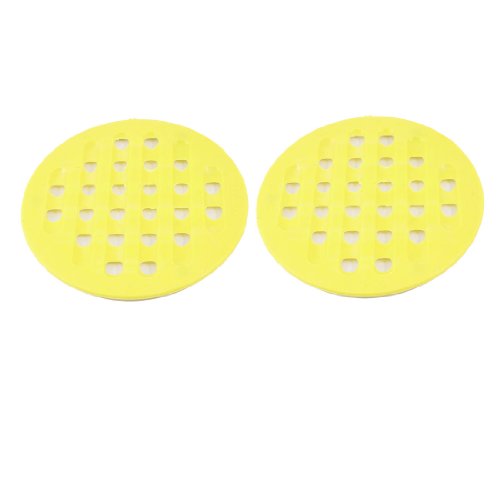 Ruilogod Diseño de agujero de plástico Taza redonda Pot Mat Pad Protector 2 PCS Amarillo