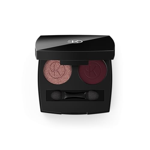 KORFF Duo Eyeshadow Palette, Eye Make-up, 2 Colours, Highlighter Effect, Natural to Intense Finish, Cosmetic Bag with Applicator and Mirror, 02 Cherry Blossom