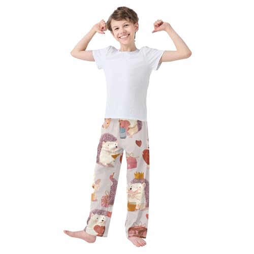 Hedgehog with Love Boys Long Pants Soft Trousers Elastic Waist Kids Lounge Bottoms with Pockets S-XL3