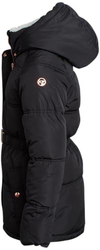 Image of KENSIE GIRL Girls Puffer Jacket Sherpa-Lined Belted Winter Coat | Cozy Soft Warmth, Wind and Water Resistant Outerwear, Cinched Fit for Cold-Weather Play, School, and Frosty Days
