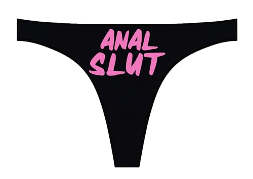 zeyomet Anal Slut Thong Black Sexy Panty G-String, Anal Queen Thong Naughty Kinky Gift For Her Gift For Hot Wife (US, Alpha, Medium, Regular, Regular, Pink)