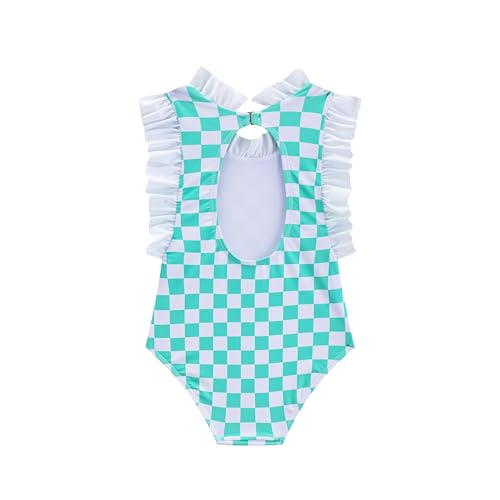Image of LIZENS Girls One Piece Swimsuit Stylish Ruffled Plaid Swimwear for Kids