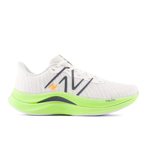 New Balance Women's FuelCell Propel V4 Running Shoe, White/Bleached Lime Glo/Graphite, 5