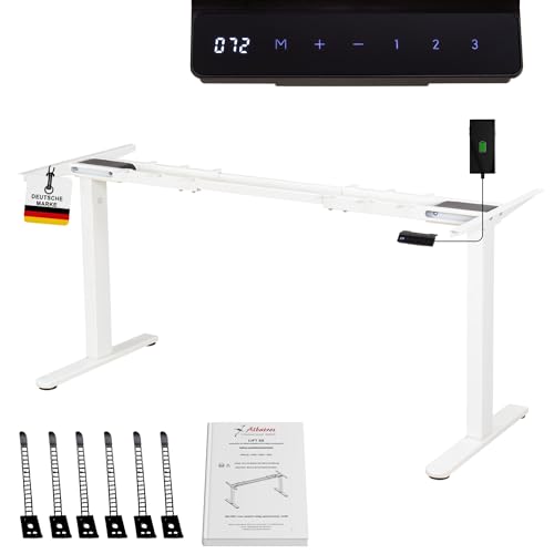 Albatros Piètement de Bureau Lift, Blanc, 2X Moteurs, réglable en Hauteur électriquement avec Fonction mémoire
