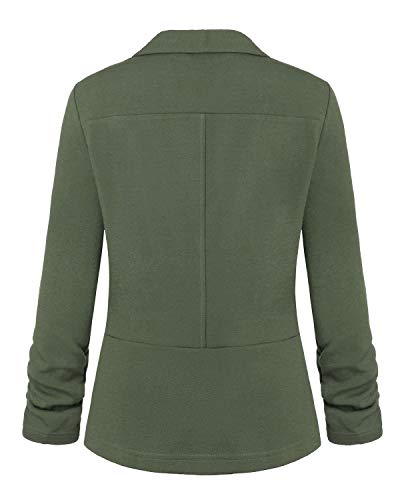 Unifizz Womens Casual Work Office Open Front Blazer Jacket Army Green M - Thumbnail 5