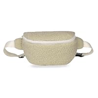 SHUOHONG Sac Banane Femme Bandoulière, Beige Petit Sacoche en Peluche, Banane Femme avec Ceinture Ajustable 100cm, Sac Bandouliere Tendance pour Faire du Shopping, Voyager, Sortir et Travailler