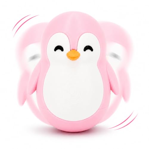 Image of Roly Poly Penguin Wobbler | Cute Self-Righting Penguin Desk Toy | Stress Relief Fidget Toy | Mini Penguin Collectible | Office Desk Decor & Gift (Macaroon Pink, 1 pc)