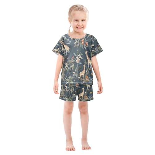 senya Short Sleeve Pajamas Sets Summer Cotton Sleepwear Jungle Animals3