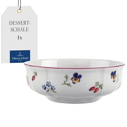 Villeroy & Boch - Petite Fleur Dessertschale 15 cm Weiß, Spülmaschinenfest, Mikrowellensicher, Schälchen, Kleine Schüssel für Müsli, Snacks oder Dips, Schale, Bol, Geschirr, Premium Porzellan