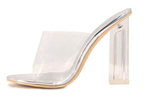 Cape Robbin Fusion Clear Chunky Block High Heels for Women, Transparent Booties for Women2