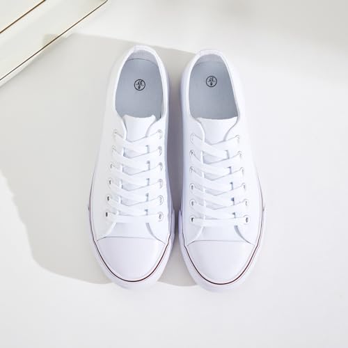 Fracora Womens White Canvas Sneakers Low Top Canvas Shoes For Men Fashion Unisex Sneakers thumb #4