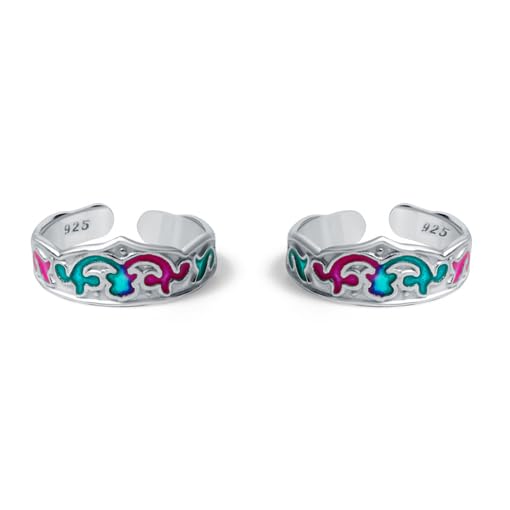raajraani Pure 925 Sterling Silver Toe Ring for Women | Ukti Toe Ring | Silver Finish, Enamel | Gift for Her (4 gms)-picture-50