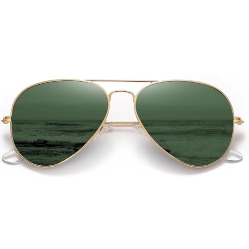 Image of ARICKS Classic Aviator Sunglasses for Men Women Driving Sun glasses Glass Lens 100% UV Blocking