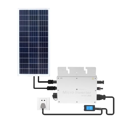800W Solar Grid Tie Micro Inverter with LCD Display Screen, MPPT Smart SPWM Control Technology DC 22-50V Input AC 120V（90-140VAC）/230V（90-140VAC） Output for Solar Panel