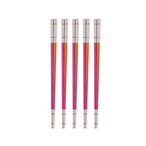 Reusable Stainless Steel Chopsticks,Dishwasher Safe , Easy to Use(5 PCS,Dazzling red)