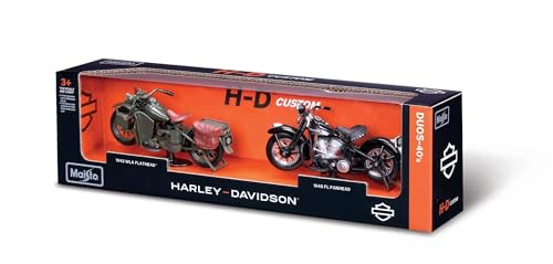 Maisto 1:18 Scale Harley Davidson Duos - 40s Series 42 Flat Head and 48 Panhead Diecast Motorcycles