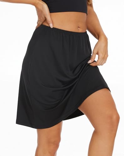 Image of MANCYFIT Slip Skirt for Women Under Dress, Midi Half Slip | Anti-Static Layer, Knee Length, No-Cling Underskirt, Midi Slip Skirt, Smooth A-Line Drape, Under Dresses