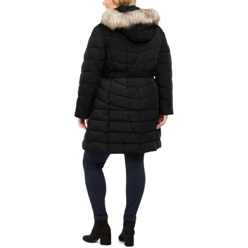 Vince Camuto Womens Plus Warm Midi Puffer Jacket Black 1X2