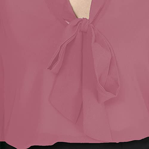 Image of Girls Bishop Sleeves V-Neck tie up top-71