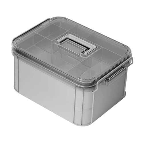 MYCENSE Hardware Storage Case Repair Tool Storage Box Multipurpose Portable Hardware Tool Case Double Layer for Toy Nails Sewing Kit, L