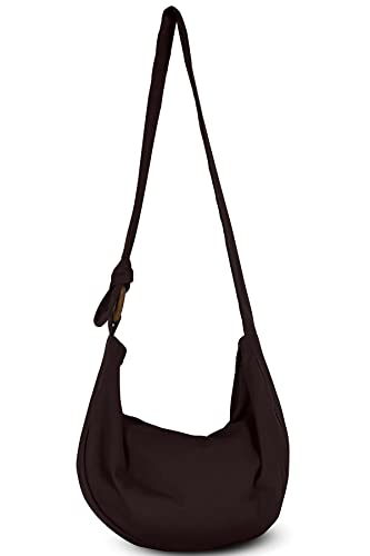 Image of Hobo Crossbody Bag for Women - Handmade Cotton Boho Purse with Wooden Ring | Lightweight Slouchy Shoulder Sling Tote Bag