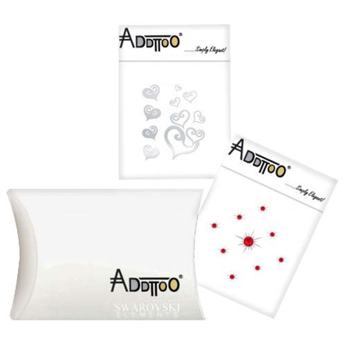 AddttooSilver and Red Crystals Tattoo with Swarovski Elements, 2 Pieces Box Set