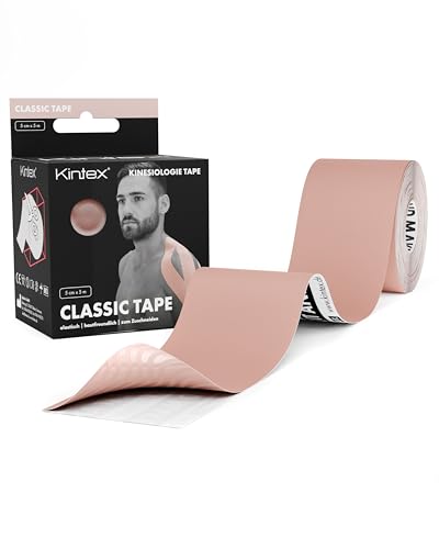 Kintex Classic Kinesiology Tape - Self-Adhesive Elastic Waterproof and Anti-Allergic - Sports and Kinesiotape for Use in Sports Injuries - Beige - 5 cm x 5 m