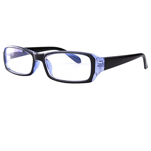 Unisex Anti Blaues Licht Brille Computerbrille ohne Stärke für Computer/Telefon/Tablets, Vintage Rechteckiger Rahmen, Transparente Gläser Blau