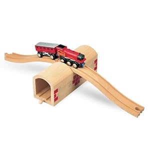 maxim enterprise, inc. Wooden Train Track Over & Under Tunnel Bridge & Easy-Connect Railway, Hardwood Train Set Compatible with Thomas and Friends, BRIO, Major Brand Wooden Train Sets and Accessories