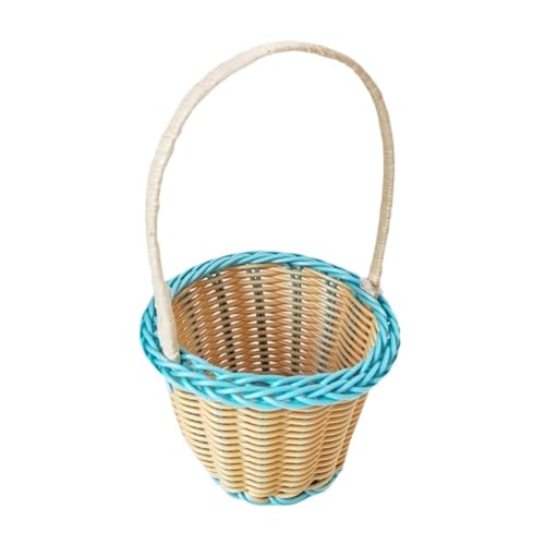 Qianly Rattan Baskets,Picnic Baskets Flower Girl Baskets,Flower Baskets for Picnic Gathering, Light Blue