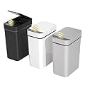 FRESHLIX 3 Pack Bathroom Trash Can 2.6 Gallon Small Touchless Automatic Motion Sensor Trash Cans Slim Waterproof Garbage Bin with Lid for Kitchen, Office, Bedroom Black White Grey