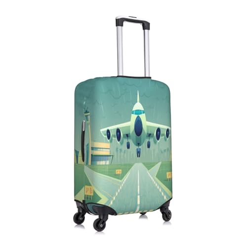 White Aircraft Plane Runway Luggage Cover for Suitcase, Suitcase Cover Protector Fit 22-24 Inch Luggage Travel Accessories, M3