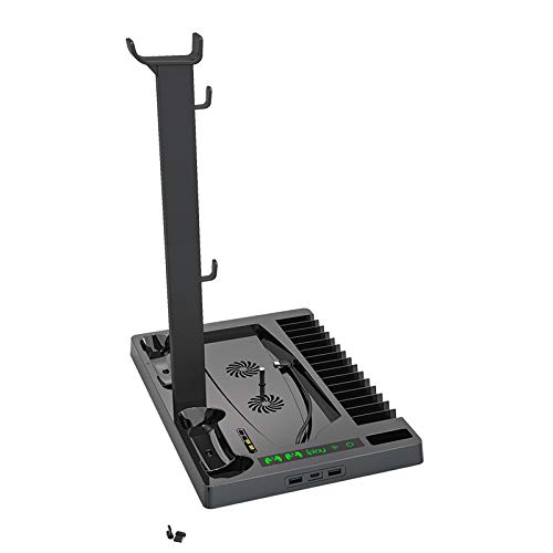 Soporte de carga multifunción con ventilador de refrigeración para PS5 Disc/Digital Edition/PS5, cargador vertical soporte de almacenamiento de refrigeración para PS5 VR Playstation... (negro)