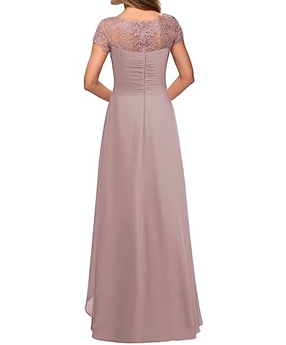 Mother of The Bride Dresses for Wedding with Cap Sleeves Lace Applique Chiffon Long Formal Prom Gowns for Women2