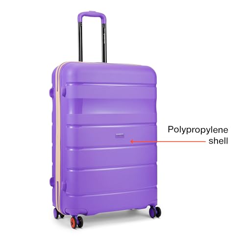 Image of Nasher Miles Jupiter Hard-Sided Polypropylene Check-in Luggage 28 inch | 75cm | 8 Wheels Large Trolley Bag for Travel | Suitcase (Purple)