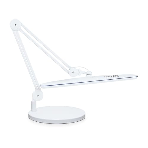 Image of Neatfi XL 24W LED Desk Lamp - 2,200 Lumens | 23 inch Wide Shade | Dimmable Eye-Caring Task Light | Adjustable Arm | Office, Study, Crafting & Nail Techs (White, Non-CCT with Base)