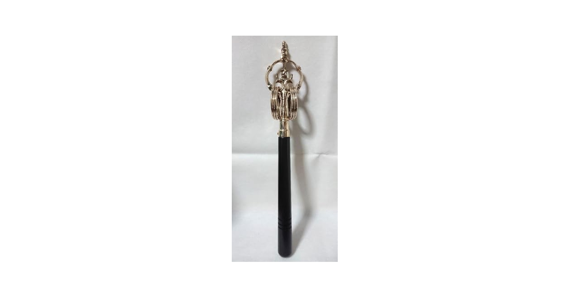 ✶金属工芸品✶錫杖 六環 真鍮製 磨き 黒檀柄付 京都 仏具・密教・山伏・修験道 Amazon.co.jp: 《金属工芸品》錫杖 六環 真鍮製 磨き 黒檀柄付