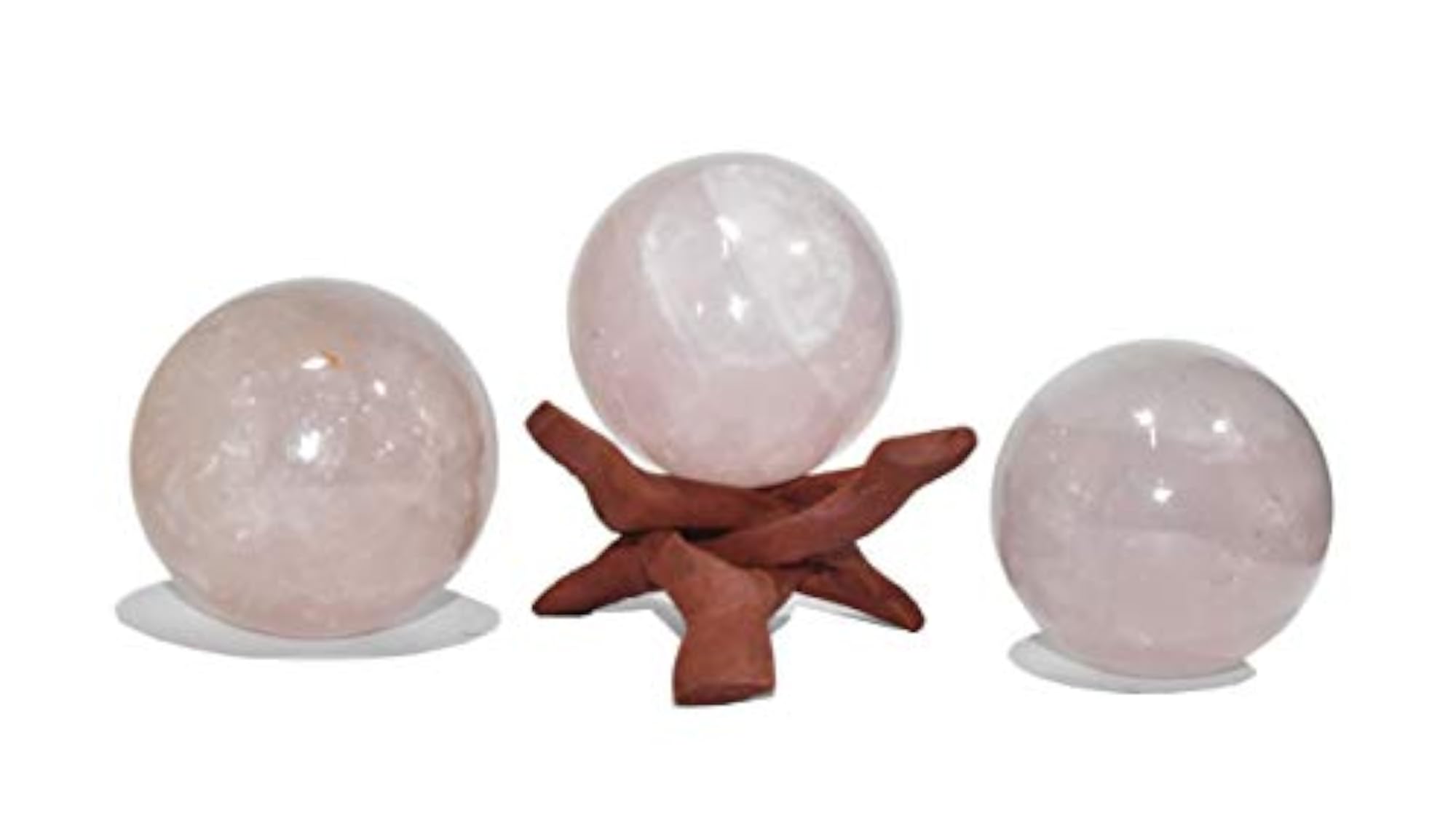 Rose Quartz Natural Healing Crystal Ball with Stand, Size 2.5-3 Inch