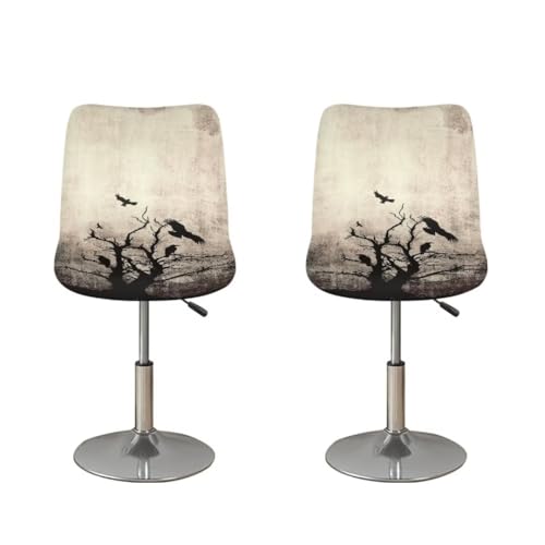 Image of Dry Tree Crows Bar Stool Chair Cover with Back Stretch Bar Chair Covers Swivel Barstool Slipcovers with 4 pcs Black Seat Couch Cover Waterproof Anti-Scratches Spills Chair Covers
