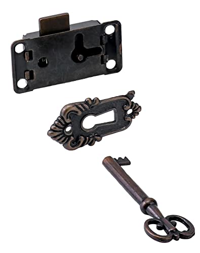 QWORK® 3 Pieces Antique Cabinet Door Lock Sets, Retro Locks with Keys, for Jewellery Boxes Cabinets, Drawers, 53 * 26mm - Image 2