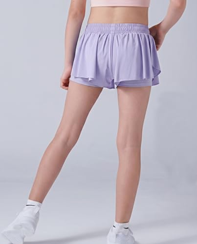 Image of 3 Pack Girls Flowy Shorts with Spandex Liner 2-in-1 Youth Butterfly Skirts for Fitness, Running, Sports
