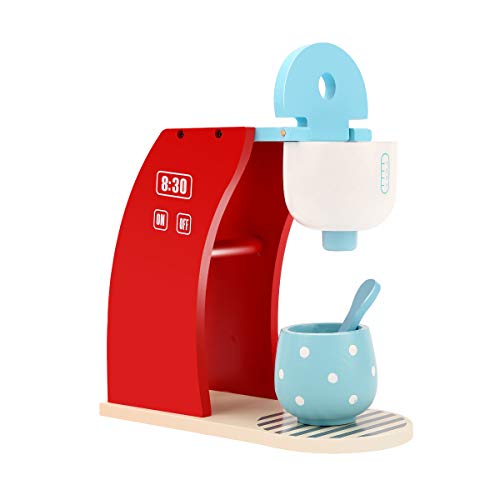 Pretend Play Tea Party Sets Wood Play Coffee Maker Accessory Kit,Early Educational Kitchen