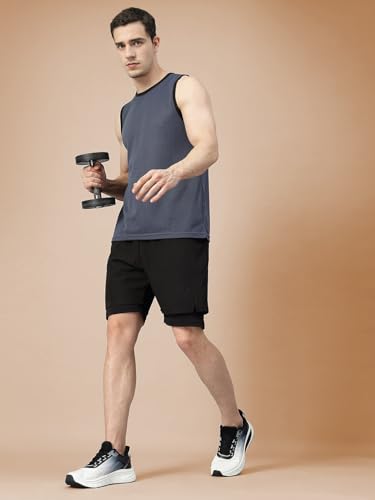 Image of CHKOKKO Men Polyester Solid Gym Regular Fit Tank Tops Sleeveless Sports Vest