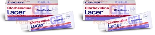 LACER CLORHEXIDINA, Gel Bioadhesivo Antiséptico Tratamiento Coayudante de Gingivitis y Periodontitis Pre y Post Implantología y Cirugía Periodontal, Sabor Agradable, sin Gluten, 50 ml (Paquete de 2)