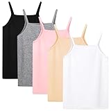 Cooraby 5 Pack Girls Tank Tops Soft Cami Scoop Neck Undershirts Solid Sleeveless Undershirts for Toddler Girls