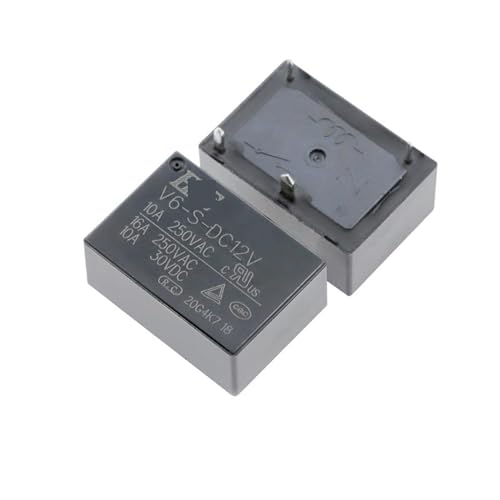 Relé de potencia V6-S-DC12V de 4 pines y 10A para control de circuitos de baja tensión paquete de 5