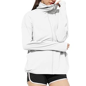 Mrat Women’s UPF 50+ Sun Protection Hoodie Uv Protection Rash Guard Top Quick Dry Summer Jackets Sports Gym Full Zip Shirts Athletic Slim Fit T-Shirt Elastic Outdoor Performance Hiking Running Fishing
