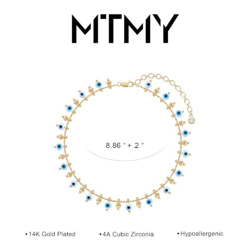 Image of MTMY Gold Anklets for Women 14K Gold Plated Tiny Bead Anklet Colorful Tassel Foot Chain Dainty Adjustable Cute Summer Beach Boho Anklets Jewelry Gift