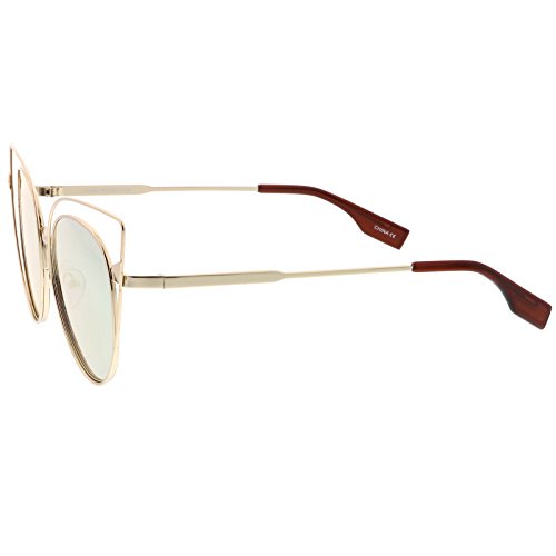 zeroUV Oversize Open Metal Cat Eye Sunglasses With Arrow Accent And Pink Mirrored Flat Lens 57mm3