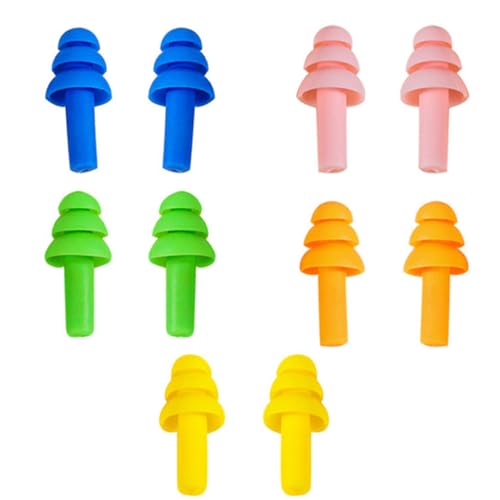 KINDOYO 5 Pares Tapones para Oídos de Silicona - Tapones de Silicona Tapones oidos Natación para natación,ducha,surf,Dormir,buceo y deportes acuáticos para Niños adultos Multicolor